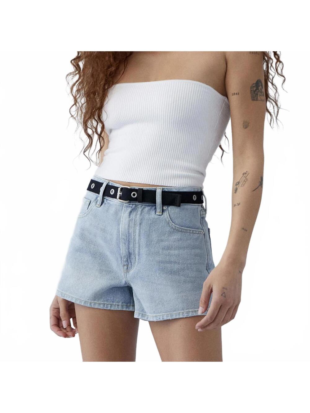 Pacsun Light Indigo Glittery High Waisted Denim Festival Shorts NWT 24